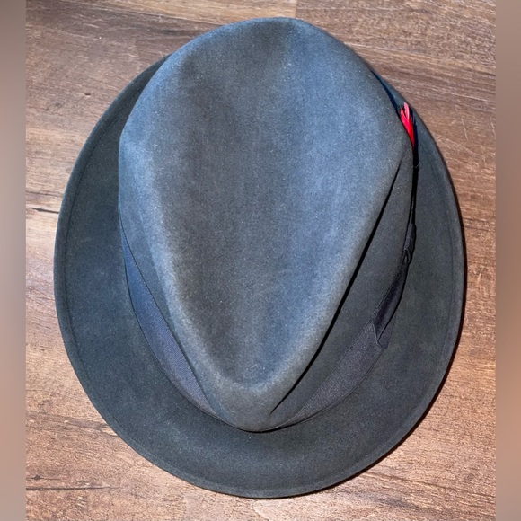 Vtg Black Felt Dobbs Fedora Sz 7 1/8 VFG - Picture 3 of 6